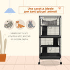 Steel Guinea Pig and Chinchilla Cage with 3 Levels, Wheels and Removable Tray, Grey