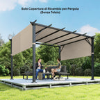 Outsunny 3x3m Polyester Pergola Gazebo Cover with Pockets and Straps, 488x122cm, Khaki