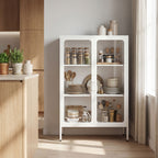 Steel Document Cabinet with 2 Glass Doors and Adjustable Shelves, 80x40x110 cm, White