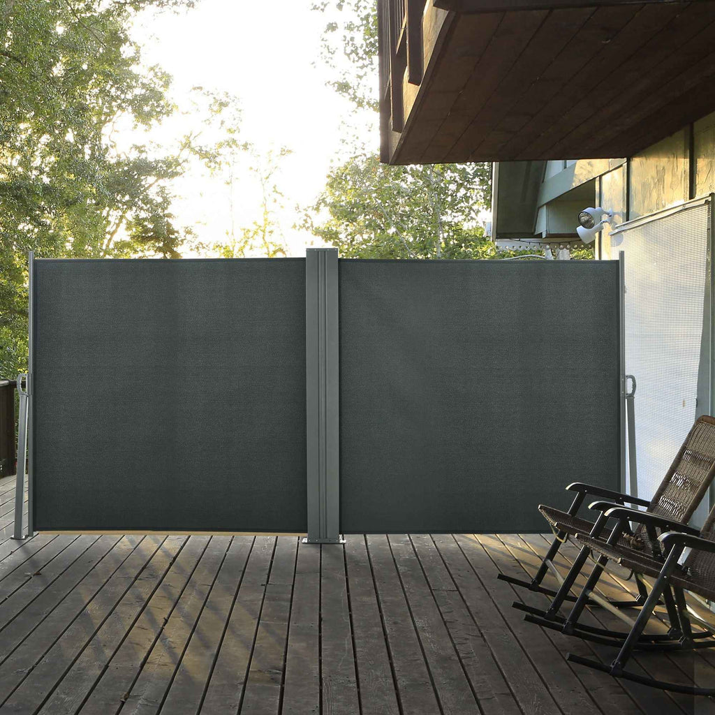 Outsunny Adjustable UV-Resistant Garden Divider with Handle, Metal and 180g/m² Polyester, 600x180cm, Grey