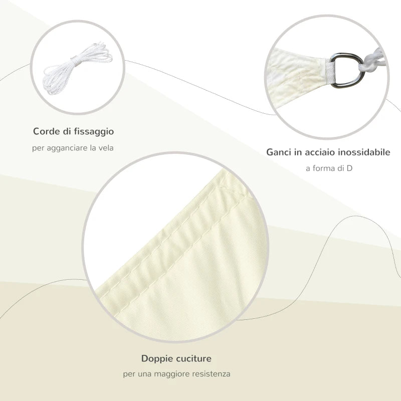 4x6m Rectangular Shade Sail, Breathable Anti-UV Polyester Outdoor Awning, Cream White - Borge' Group Limited