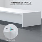 Monitor Stand with 2 Wooden Storage Compartments, 100x27x15 cm, White