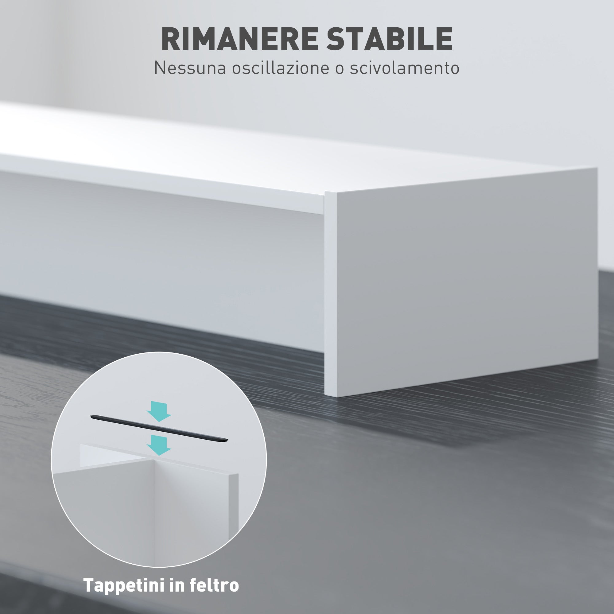 Monitor Stand with 2 Wooden Storage Compartments, 100x27x15 cm, White