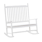 2-Seater Wooden Rocking Chair with High Back and Armrests, 117x85x120 cm, White