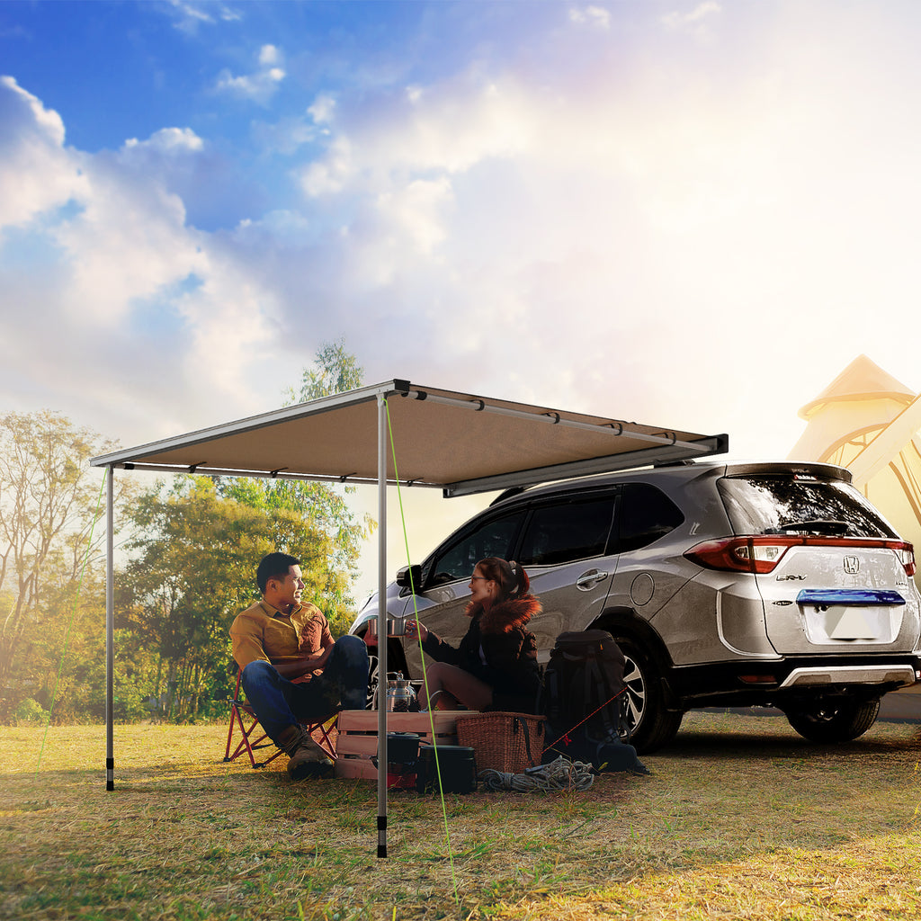 Waterproof Side Car Roof Awning with Adjustable Height, 2.5x1.6m, Khaki - Borgè
