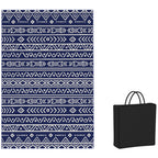 Reversible Geometric Style Outdoor Rug with Carry Bag, 182x274 cm, Blue and White