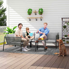 Outsunny Rattan Garden Lounge Set with Modular Corner Sofa, Coffee Table, and Cushions, Grey