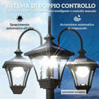 Outsunny 1.85m Stainless Steel Solar Garden Lamp with Adjustable Height, IP44 Waterproof