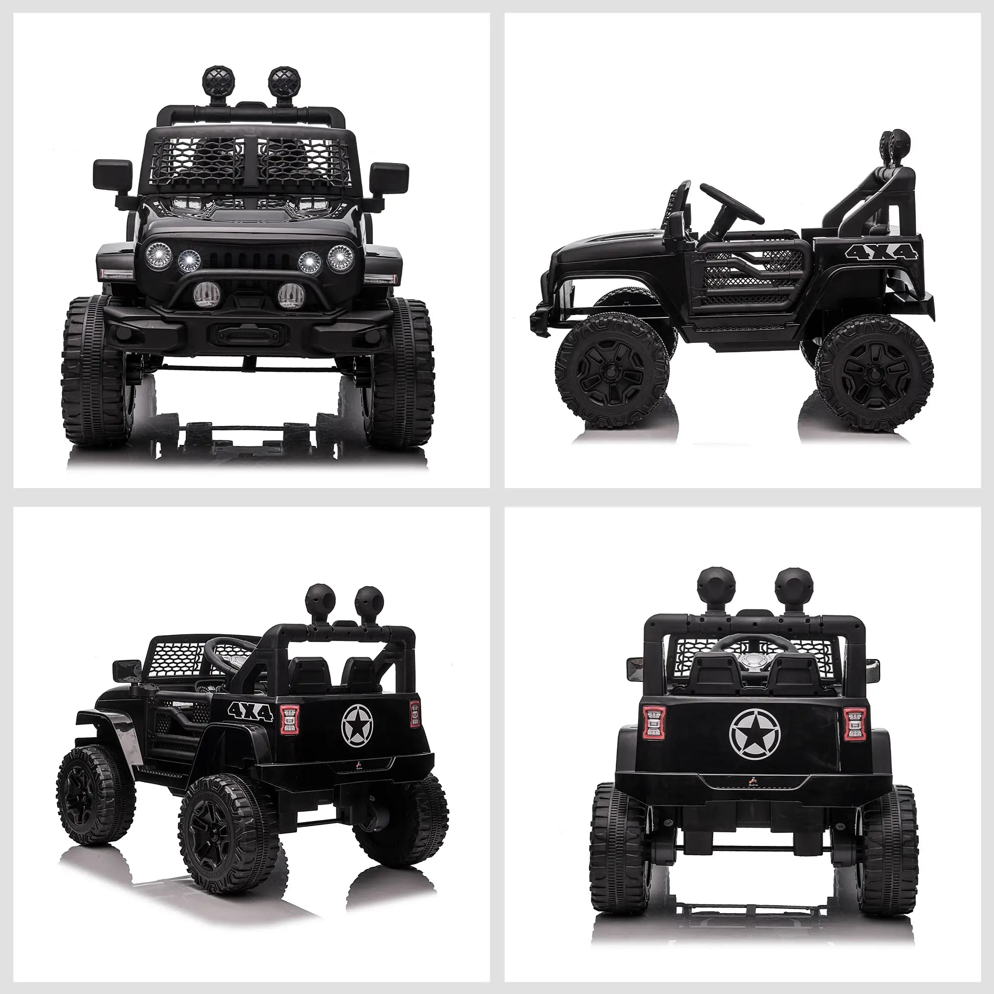 Electric Ride-On Car for Kids 3-6 Years 12V with Remote Control, Headlights and Horn, 100x64. 2x71 cm, Black