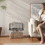 2-Tier Hamster Cage with Wheels, Tubes, Bowl, Bottle and Ramp, 58x43x57 cm, Black