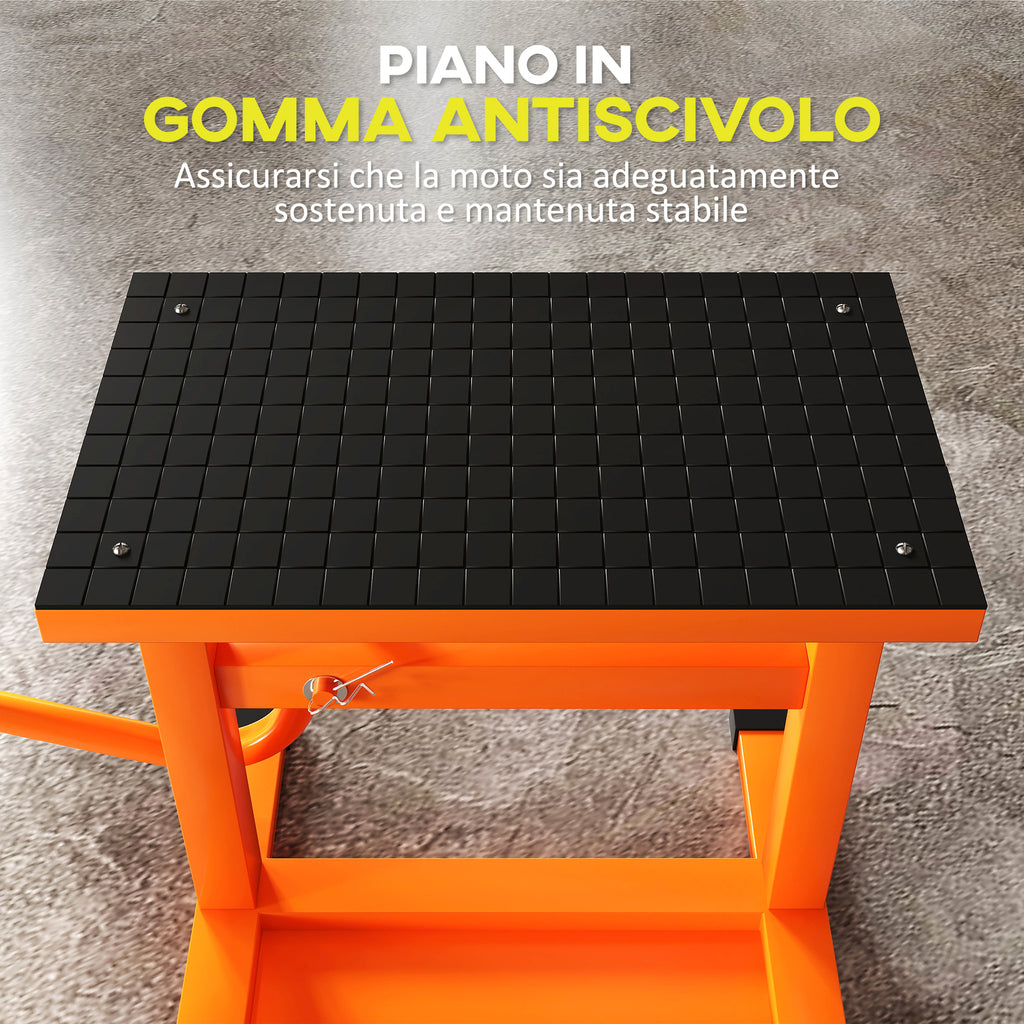 Motorcycle Stand Max 150 kg in Metal with Rubber Surface and Crank, 48x34x43 cm, Orange
