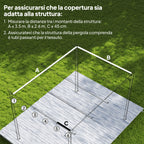Outsunny Gazebo Pergola Roof with 10 Drainage Holes in Polyester, 350x260 cm, for 4x3m Pergola, Light Brown