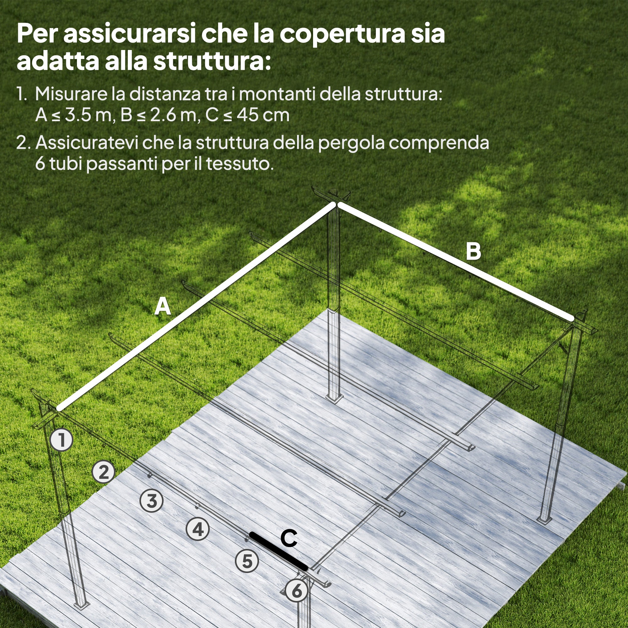 Outsunny Gazebo Pergola Roof with 10 Drainage Holes in Polyester, 350x260 cm, for 4x3m Pergola, Light Brown