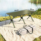 Outsunny 116cm Folding Camping Table, Waterproof Picnic Table with Roll-Up Top and Metal Frame, Portable for Garden, Park, BBQ, Green