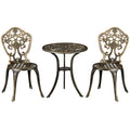 3-Piece Aluminum Outdoor Set with 2 Garden Chairs and Round Table with Umbrella Hole, Bronze