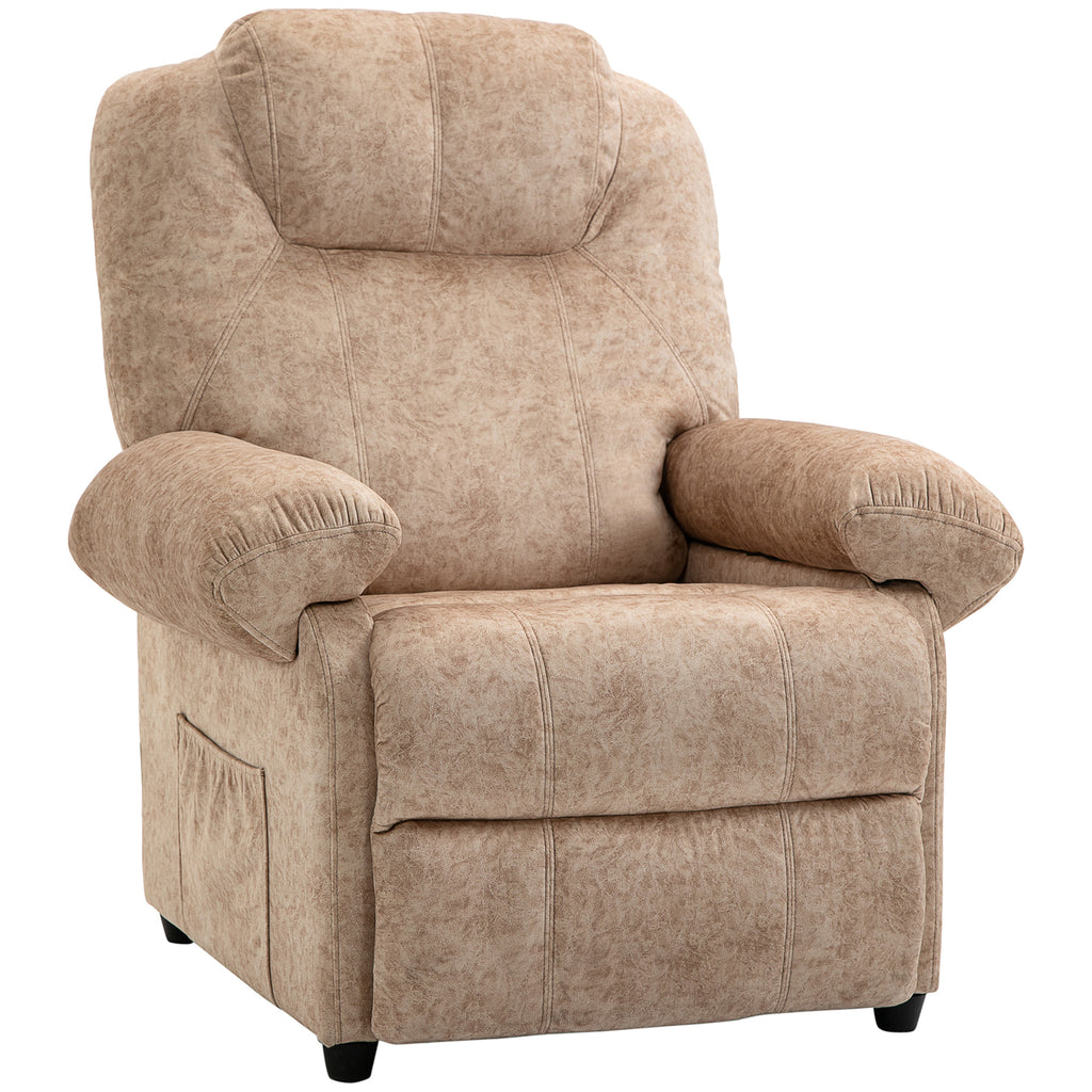 Manual Reclining Fabric Relax Chair with Removable Footrest and Side Pocket, Beige