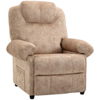 Manual Reclining Fabric Relax Chair with Removable Footrest and Side Pocket, Beige