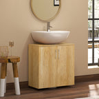 Bathroom Cabinet with 2 Doors and 2 Wooden Shelves, Natural Color