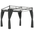 Outsunny Pergola Gazebo 3x3 m with Sliding Roof UV30+ and 4 Side Walls, Dark Grey