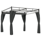 Outsunny Pergola Gazebo 3x3 m with Sliding Roof UV30+ and 4 Side Walls, Dark Grey