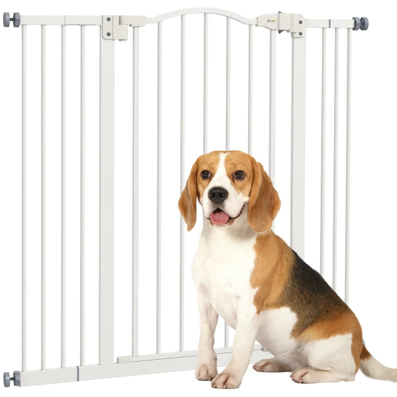 Extendable Dog Gate with 4 Adjustable Screws, Metal and Plastic, 74-100x94 cm, White