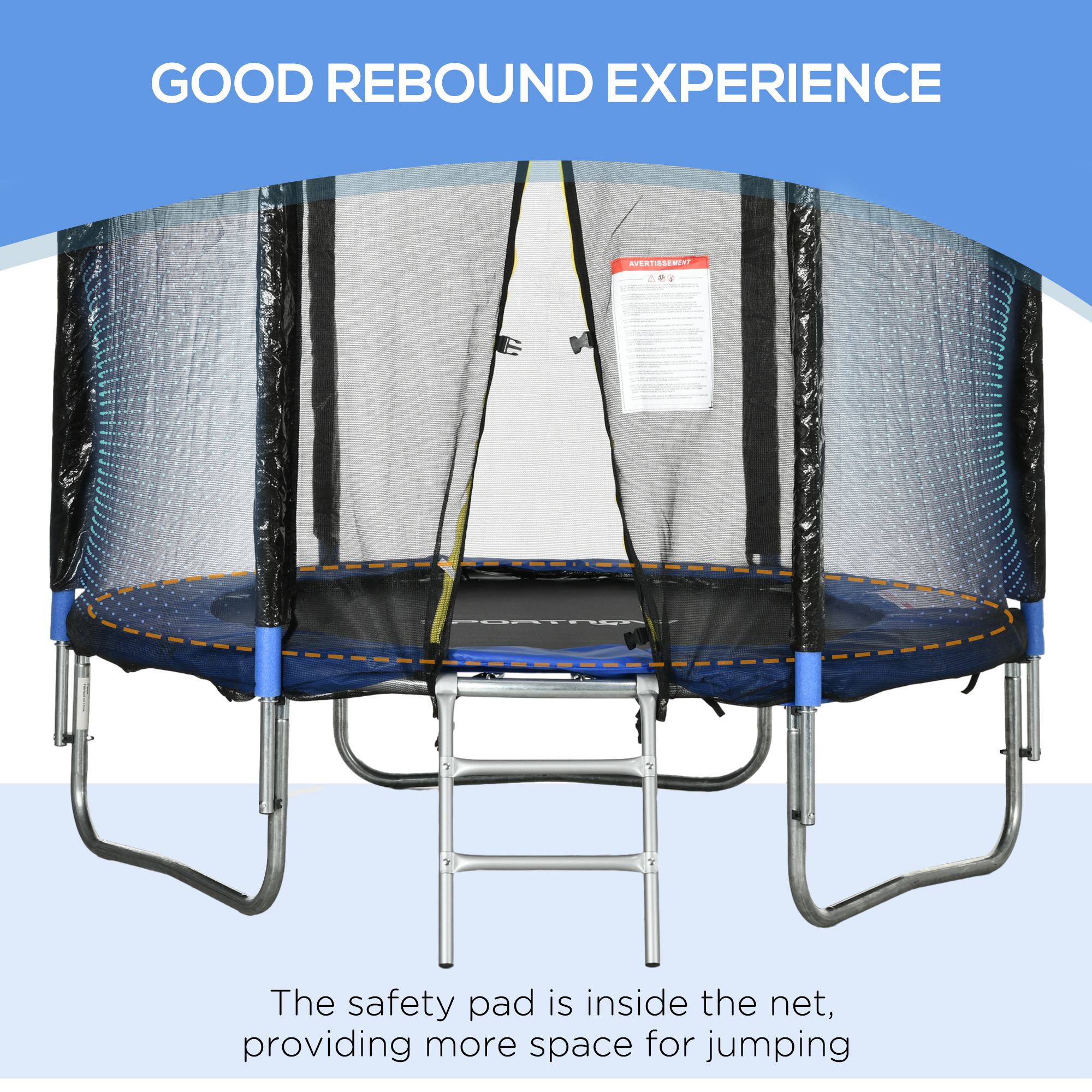 SportNow elastic trampoline with ladder and safety network, in steel and plastic, Ø180x200 cm, blue - Borgè