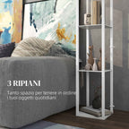 HOMCOM 2-in-1 Modern Floor Lamp with 3 Shelves, E27 Socket, 26 x 26 x 160 cm, White