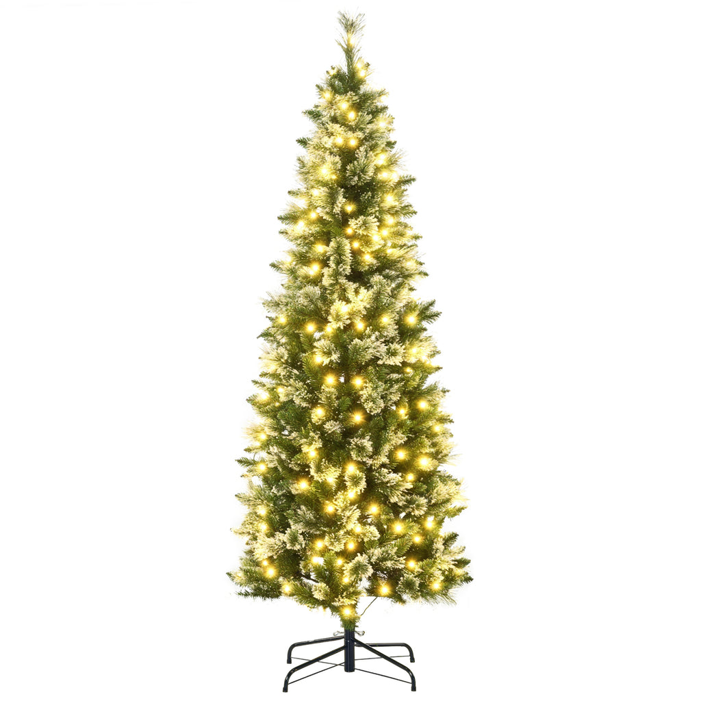 180cm Snow-Covered Christmas Tree with 240 LED Lights and 618 Branches with Steel Base