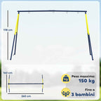 Garden Swing Frame for Children Ages 3-8 Years, Steel, 4 Hooks, 260x160x178 cm, Blue