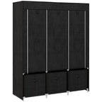 HOMCOM Fabric Wardrobe Space-Saving Folding Closet 125x43x162.5cm Black