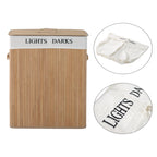 Bamboo Laundry Hamper with Lid and Removable Liner, 52 x 32 x 63cm