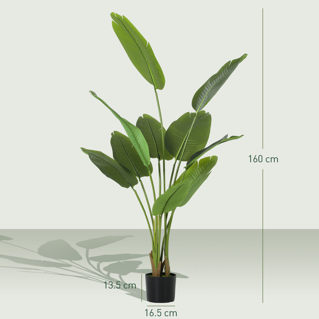 160cm Artificial Plant with 10 Leaves in Green PEVA with Ø16.5x13.5cm Pot