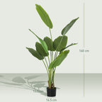 160cm Artificial Plant with 10 Leaves in Green PEVA with Ø16.5x13.5cm Pot