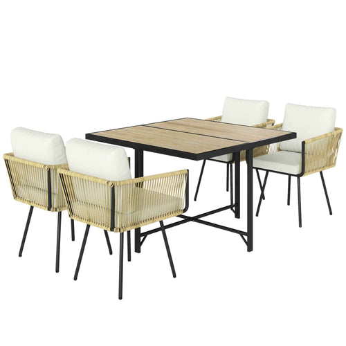 5-Piece Garden Set with Wood-Plastic Table