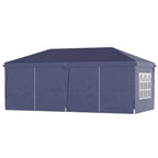 Gazebo 6x3 m Folding Garden, Steel and Polyester with 6 Side Panels, Blue - Borge' Group Limited