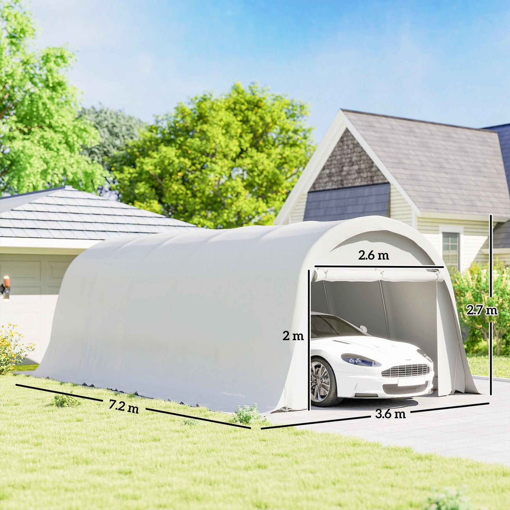 Outsunny Garage Car Awning Outdoor Garage UV50+ Galvanized Frame 3.6x7.2 m Cream