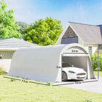 Outsunny Garage Car Awning Outdoor Garage UV50+ Galvanized Frame 3.6x7.2 m Cream