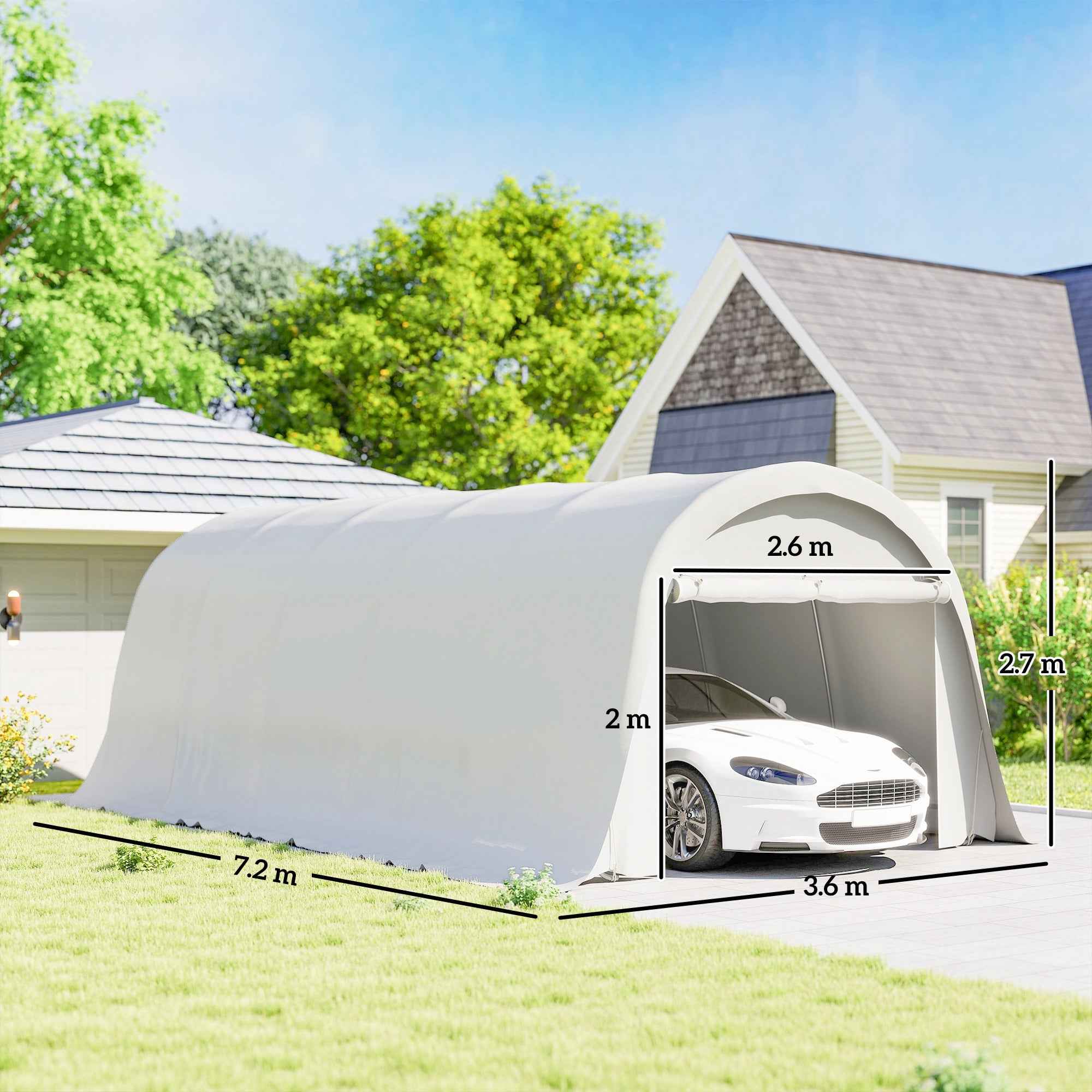 Outsunny Garage Car Awning Outdoor Garage UV50+ Galvanized Frame 3.6x7.2 m Cream