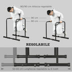 SPORTNOW Adjustable Height Steel Dip Bar with 6 Adjustable Lengths, 90-102x65x80-90 cm, Black