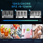 Ice Maker 9 Cubes in 6-12 Minutes with Basket and Scoop Included, 23.8x30.5x29 cm, Black