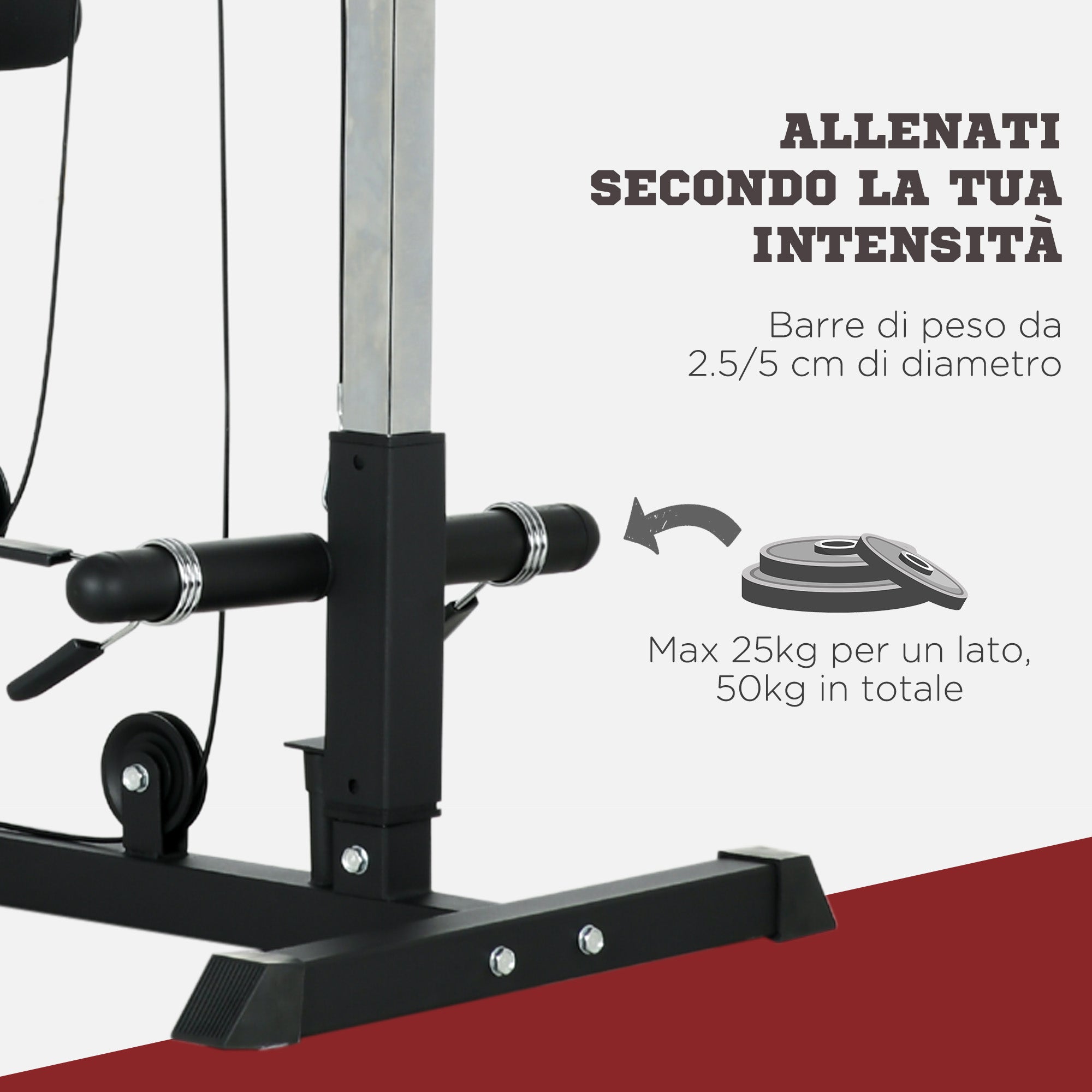 SPORTNOW Multifunctional Fitness Station with Lat Machine, Adjustable Seat and Disc Holder, Black