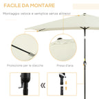Outsunny 2x3m Rectangular Umbrella, in Aluminum, Metal and Polyester with Adjustable Angle, Cream White and Black