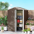 Outsunny 1.1m² Steel Garden Shed with Lockable Sliding Door, 136x87x179cm, Brown