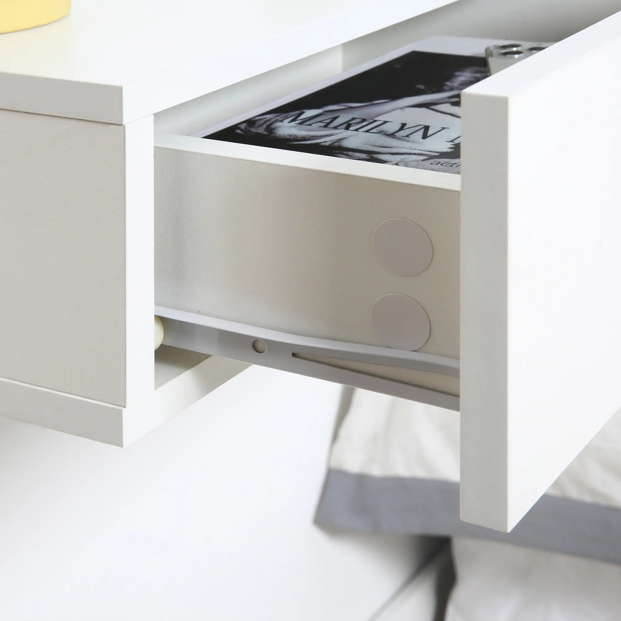 Set of 2 Wooden Suspended Bedside Tables, Modern Design, 40x30x15cm - White