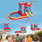 Inflatable Castle for Kids with Slide, Pool/Ball Pit, Basketball Hoop and Blower
