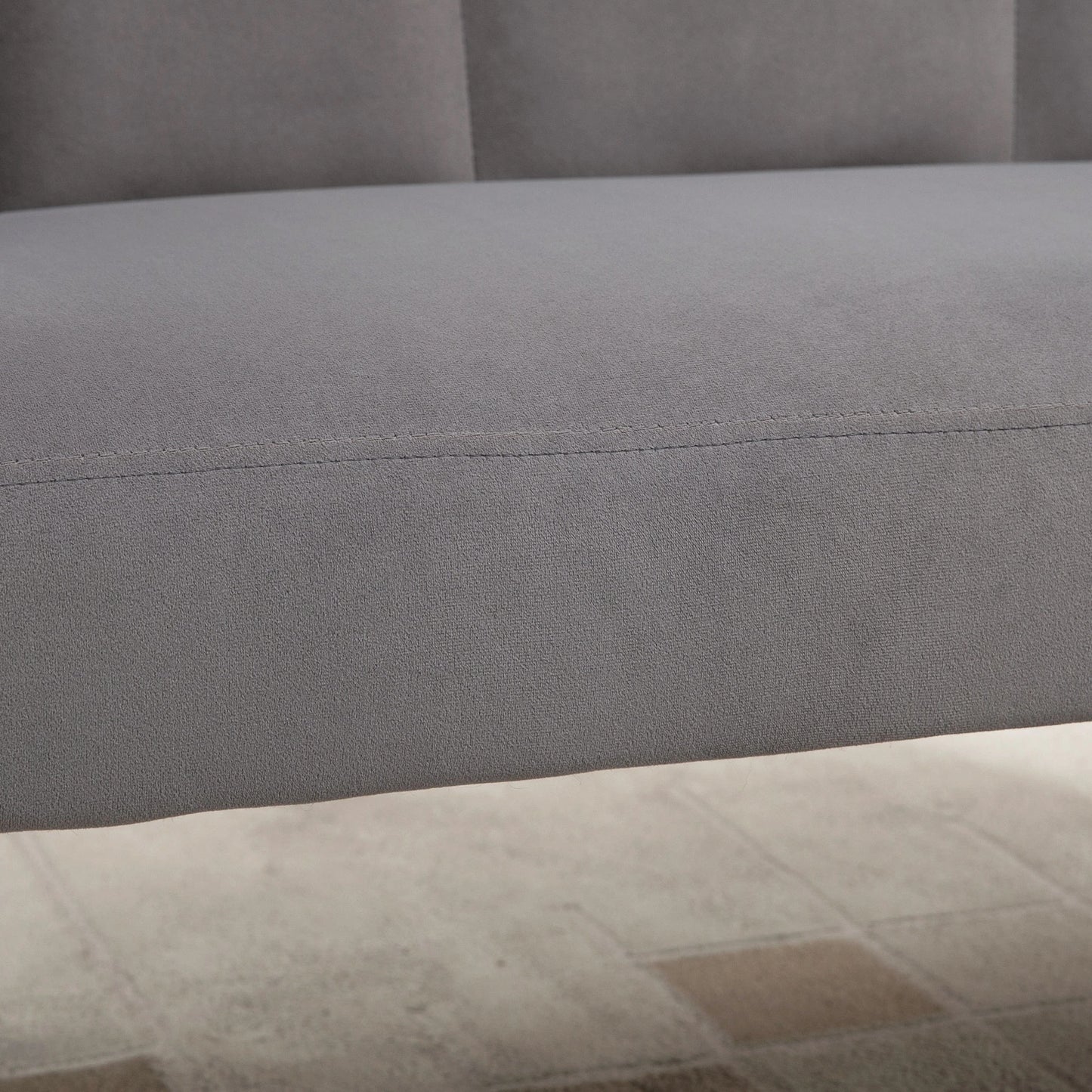 MADISON | 2 Seater Velvet Sofa with Metal Legs and Shell Backrest, 132x66x80cm, Grey