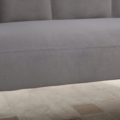 MADISON | 2 Seater Velvet Sofa with Metal Legs and Shell Backrest, 132x66x80cm, Grey