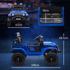12V Electric Off-Road Ride-On Toy Car for Kids with Dual Motors, Ages 3-6 Years, Remote Control and Lights, Blue