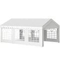 Outsunny 6x4m Party Tent with Removable Walls, Doors and 6 Windows, White