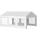 Outsunny 6x4m Party Tent with Removable Walls, Doors and 6 Windows, White